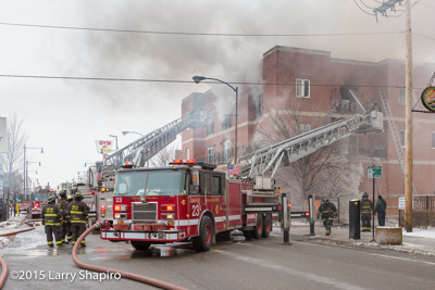 Chicago 2-11 Alarm fire 1-13-16 at 3234 N. Central Avenue Larry Shapiro photographer shapirophotography.net fire scene 